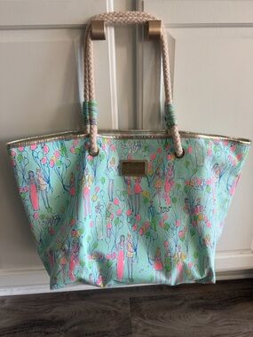 Lilly Pulitzer Pop Balloons Print Tote Bag with Rope Handles